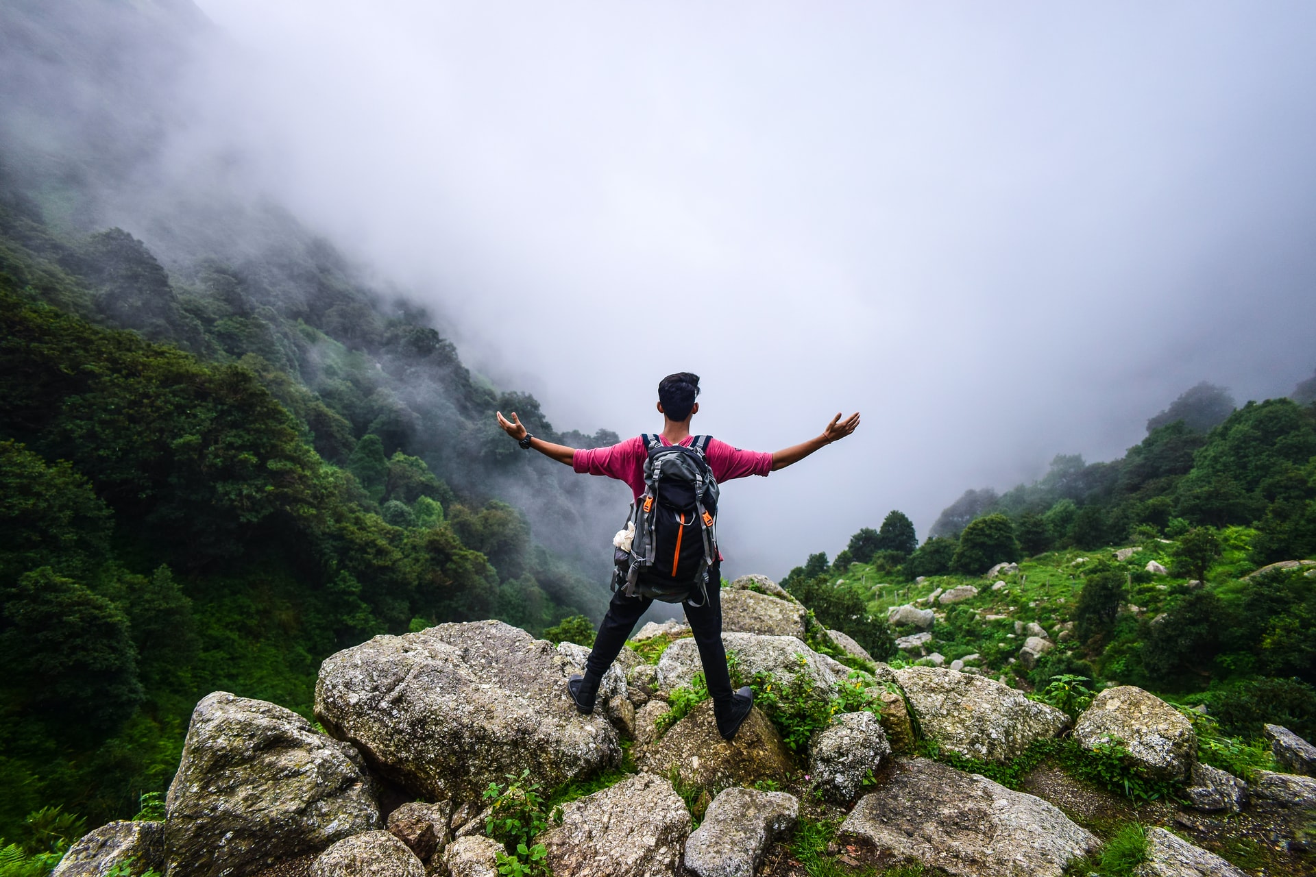 man on a mountain battling porn